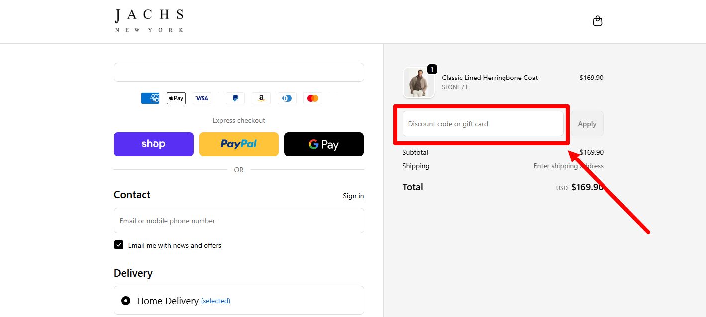 “How to apply a JACHS NY promo code”